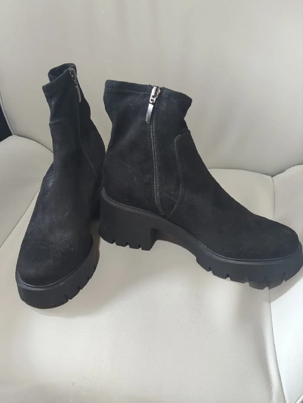 Limelight Black Chunky Platform Ankle Boots with Side Zipper